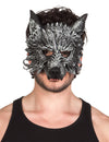 Masque de loup-garou pour adulte noir et argenté à poils texturés