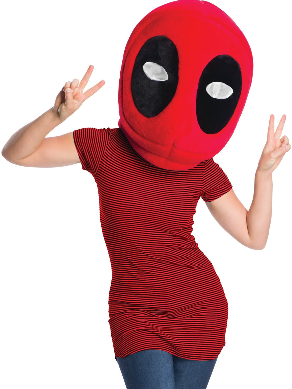 Maska maskote Deadpool za odrasli crvena i crna od pliša
