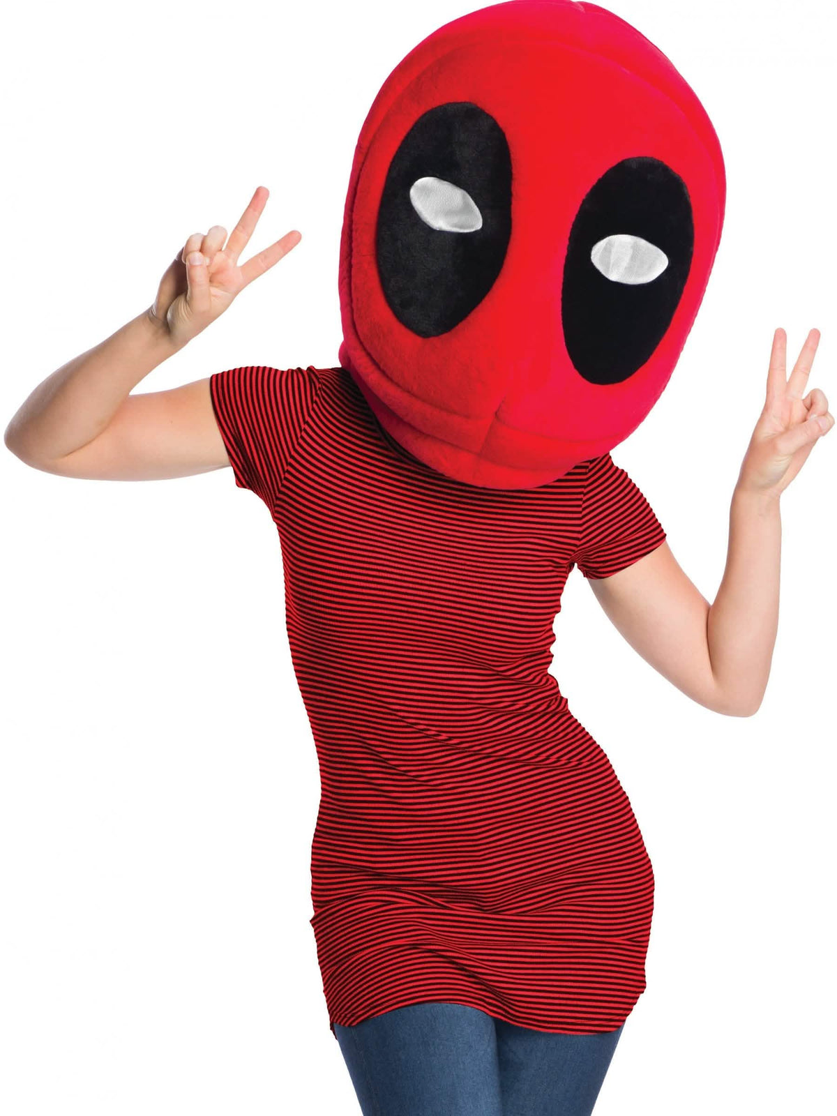 Maska maskote Deadpool za odrasli crvena i crna od pliša