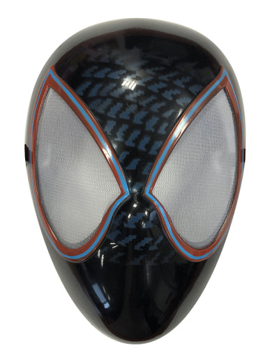 Masque Miles Morales Spiderman pour enfant noir avec contours des yeux rouges et bleus