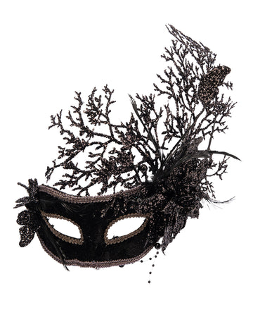 Crna maska sa ženskim cvjetovima