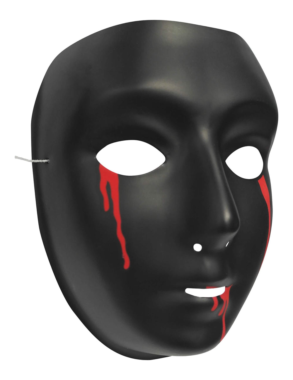 Pogled iz profila na crnu halloween masku za žena s krvavim suzama