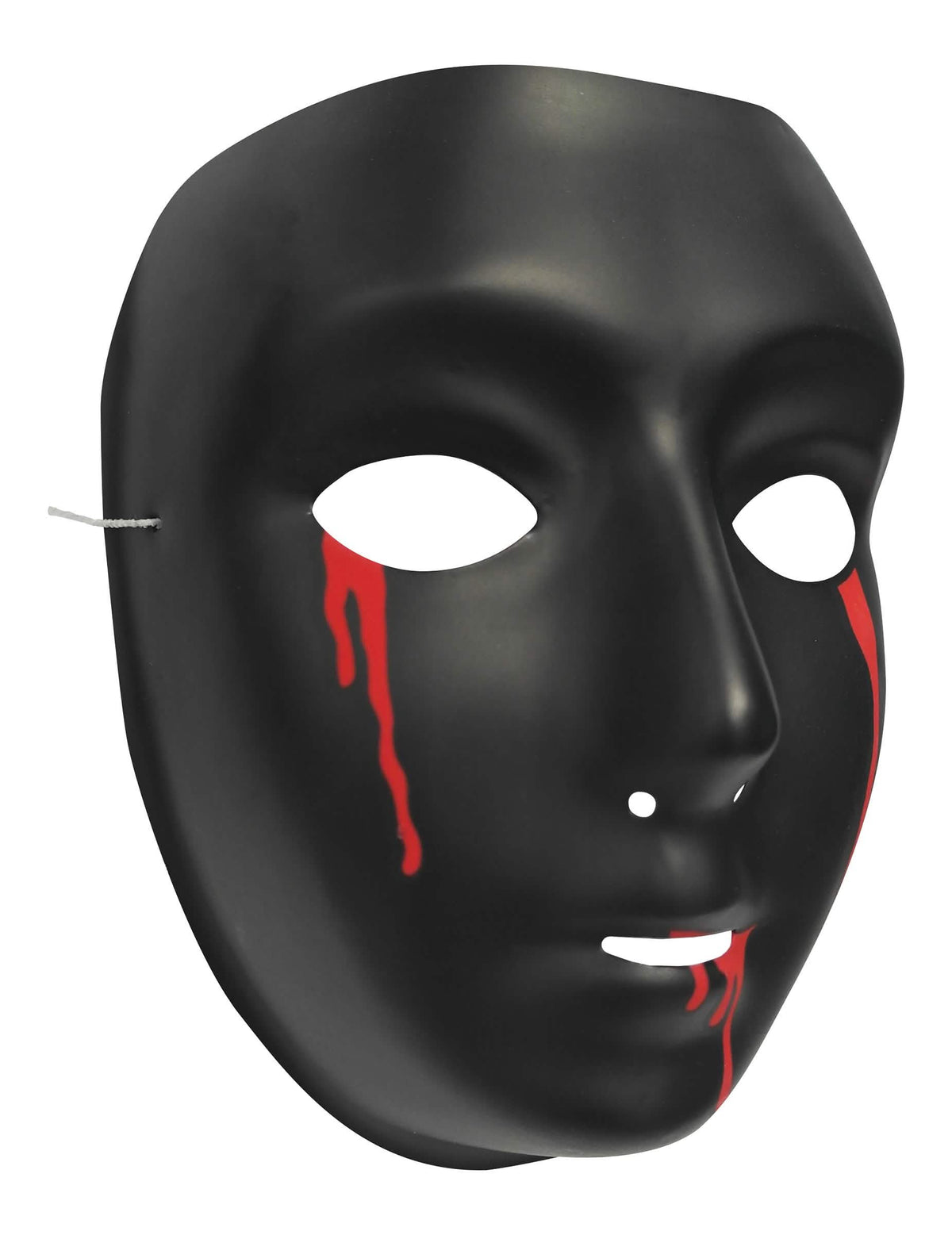 Pogled iz profila na crnu halloween masku za žena s krvavim suzama