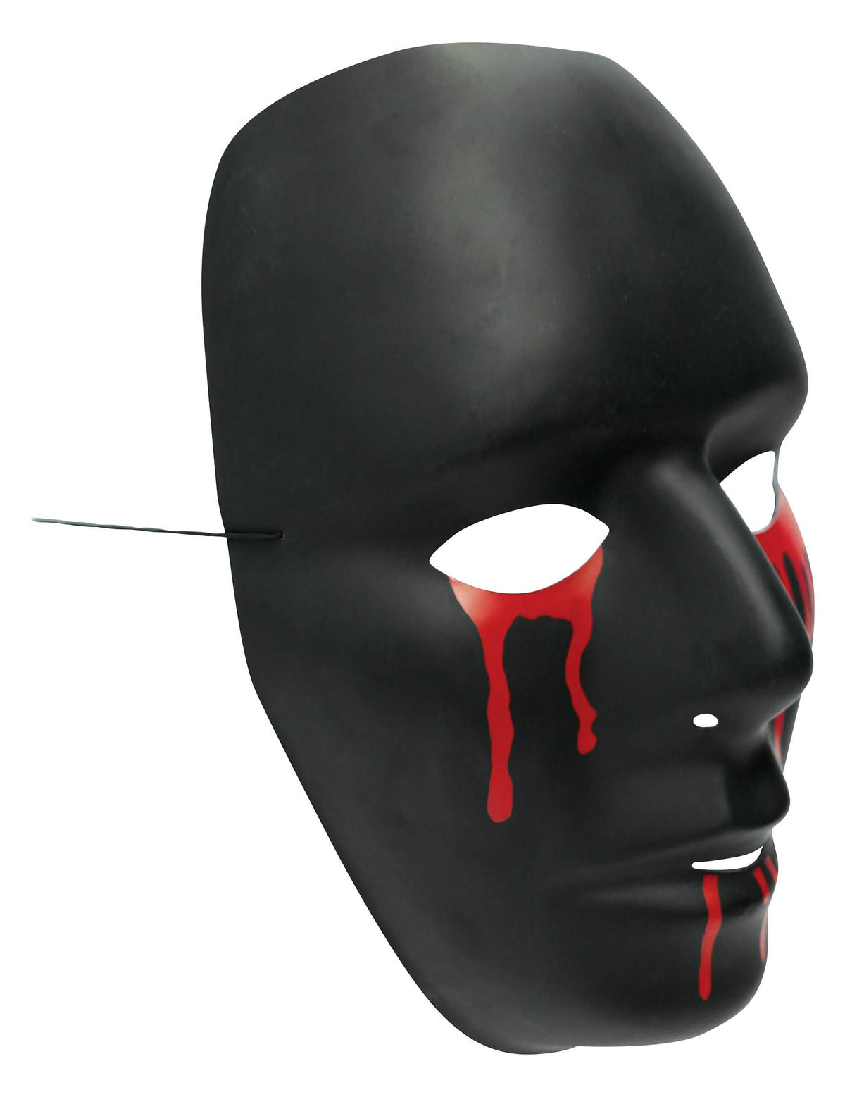 Pogled iz tri četvrtine na crnu masku za halloween za ženu sa suzama krvi
