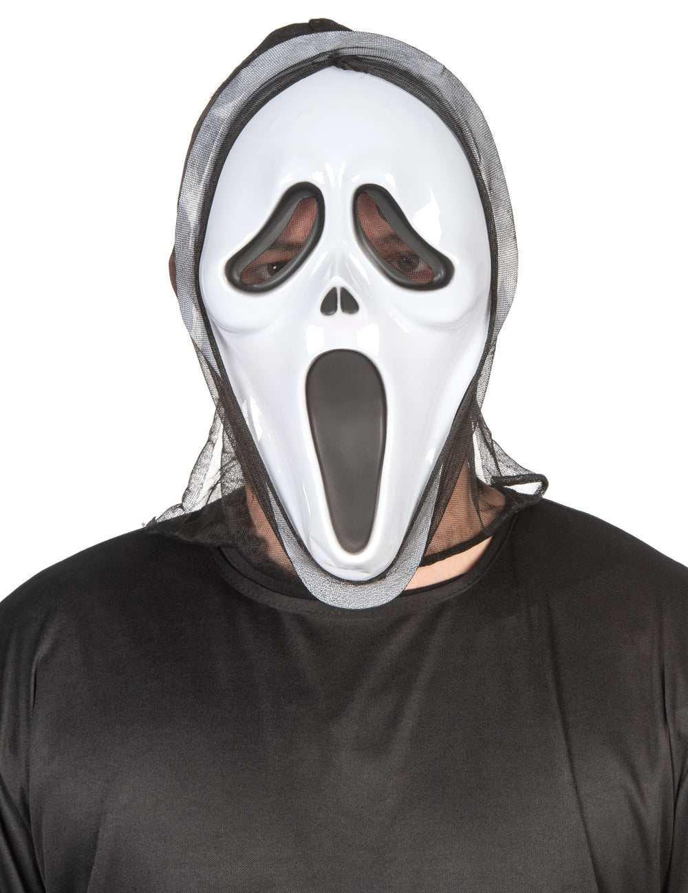 Vue de face du masque en plastique de tueur psychopathe