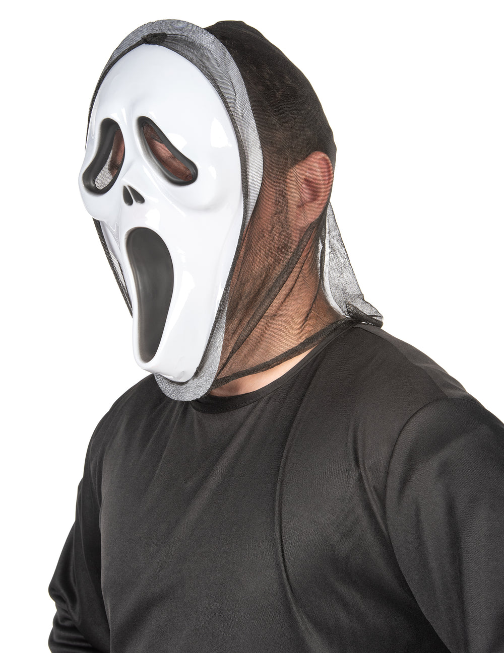 Vue de profil du masque en plastique de tueur psychopathe