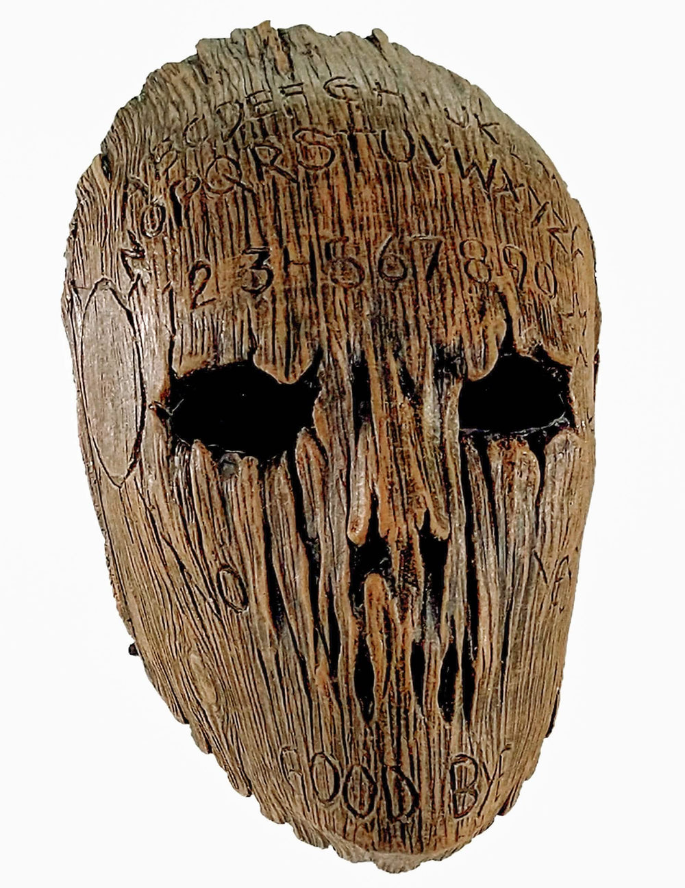 Maska Ouija za odrasli smeđa s izgledom drva s ugraviranim natpisima