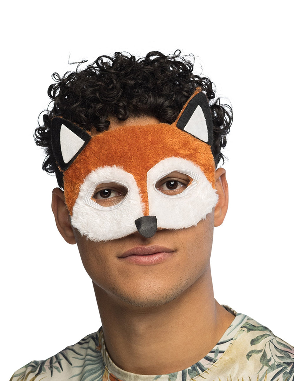 Gros plan sur la texture peluche du masque renard