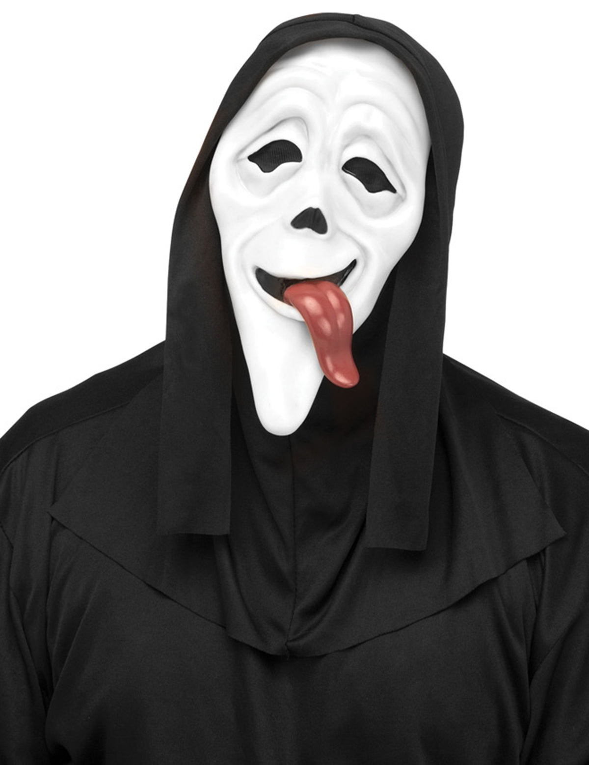 Masque Scary Movie pour adulte blanc et noir avec langue pendante