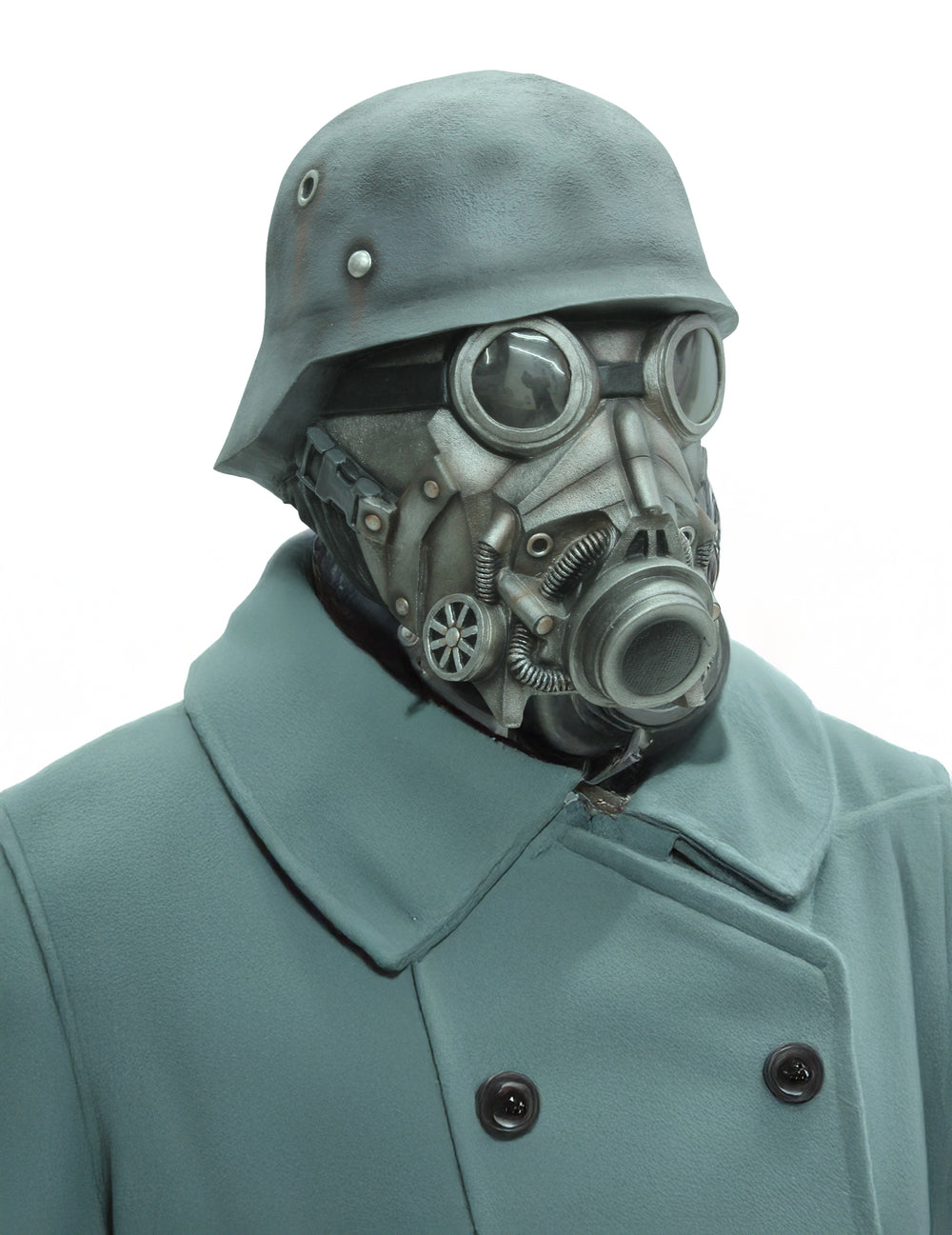 Masque soldat chimique pour adulte gris avec casque et lunettes