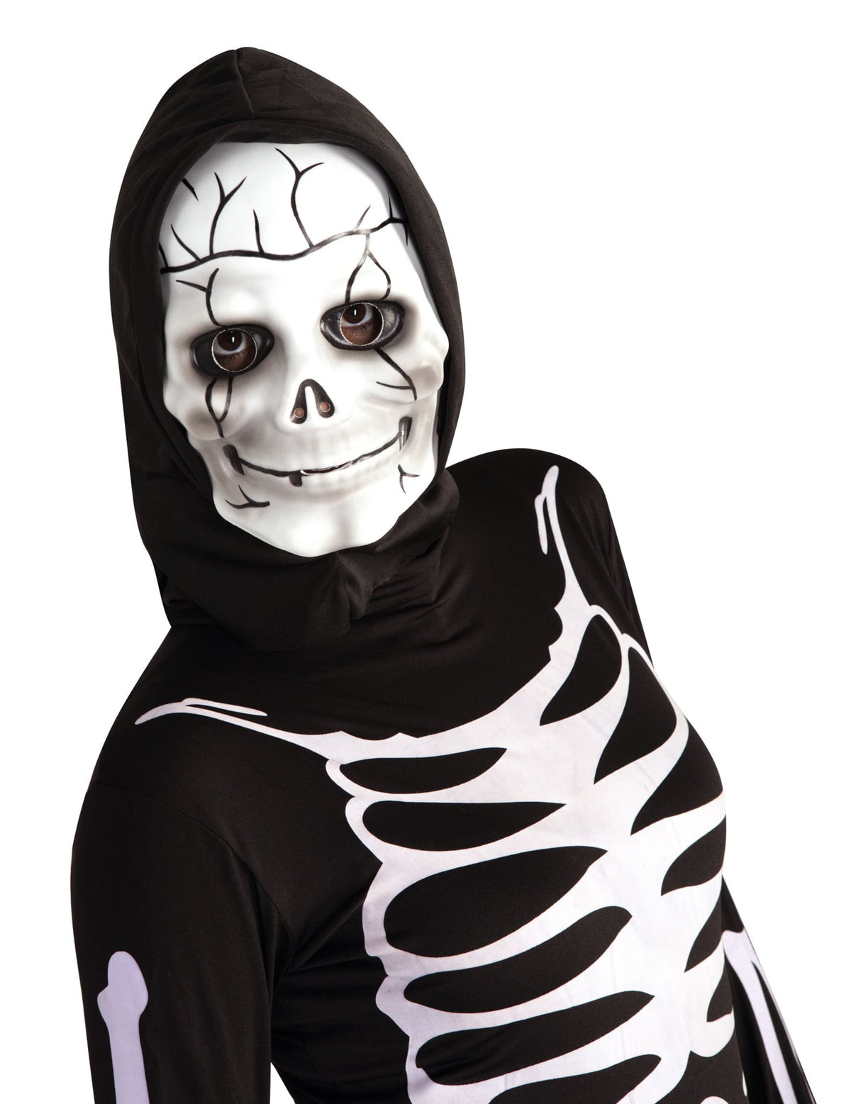 Masque squelette avec cagoule pour enfant noir et blanc
