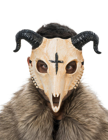 Odrasli bijeli rogovi demonski kostur maska