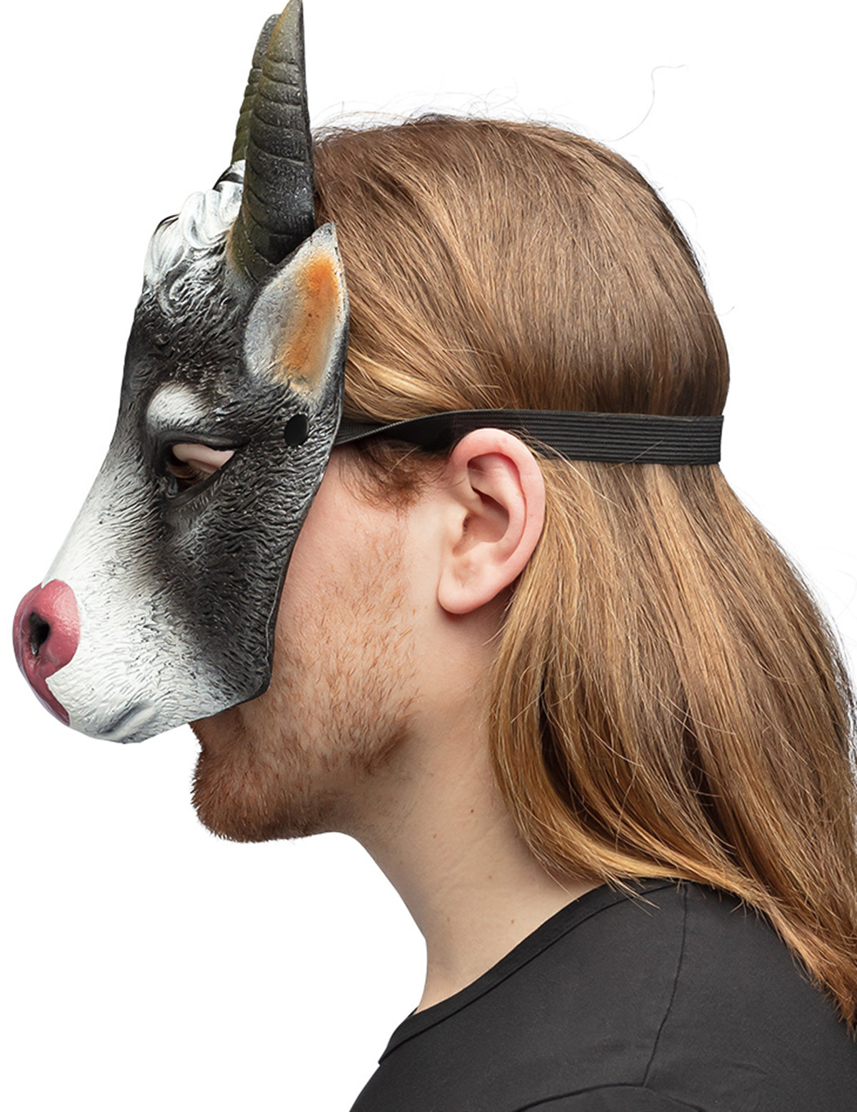 Vue de profil du masque de vache pour adultes et enfants