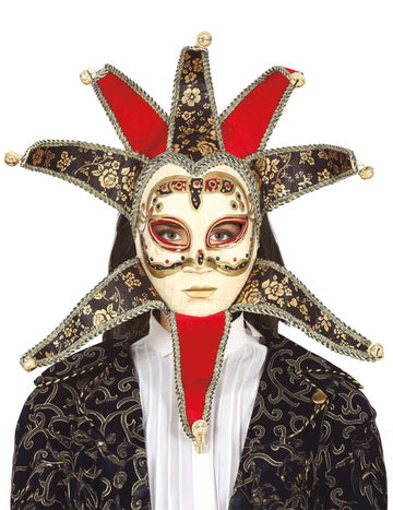 Venecijanska ženska maska crveno-crna 