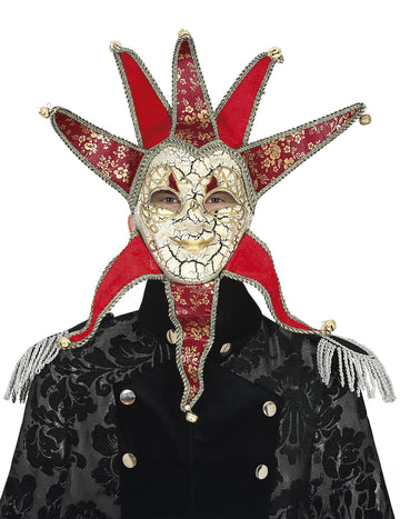 Venecijanska muška maska crveno-zlatna 