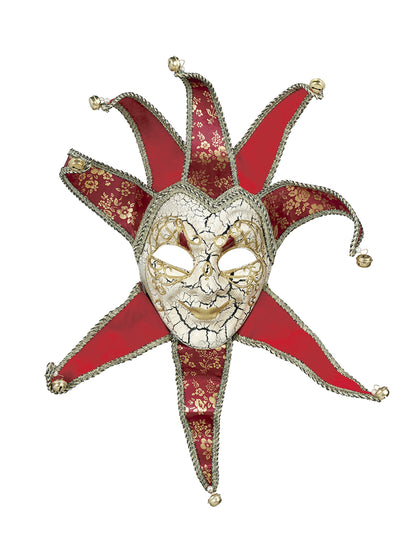 Vue de face du masque vénitien pour homme rouge et or