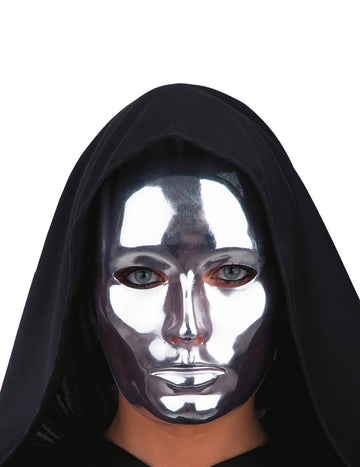 Odrasla kromirana srebrna maska za lice