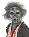 Masque de zombie pour adulte gris avec cheveux hirsutes et dents apparentes