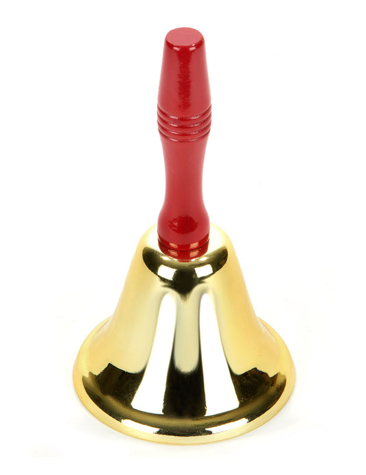 Maxi cloche Père Noël pour adulte dorée avec manche rouge