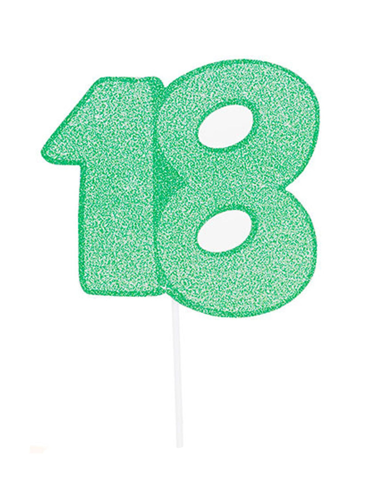 Maxi pic en carton nombre 18 pour gâteau vert pailleté