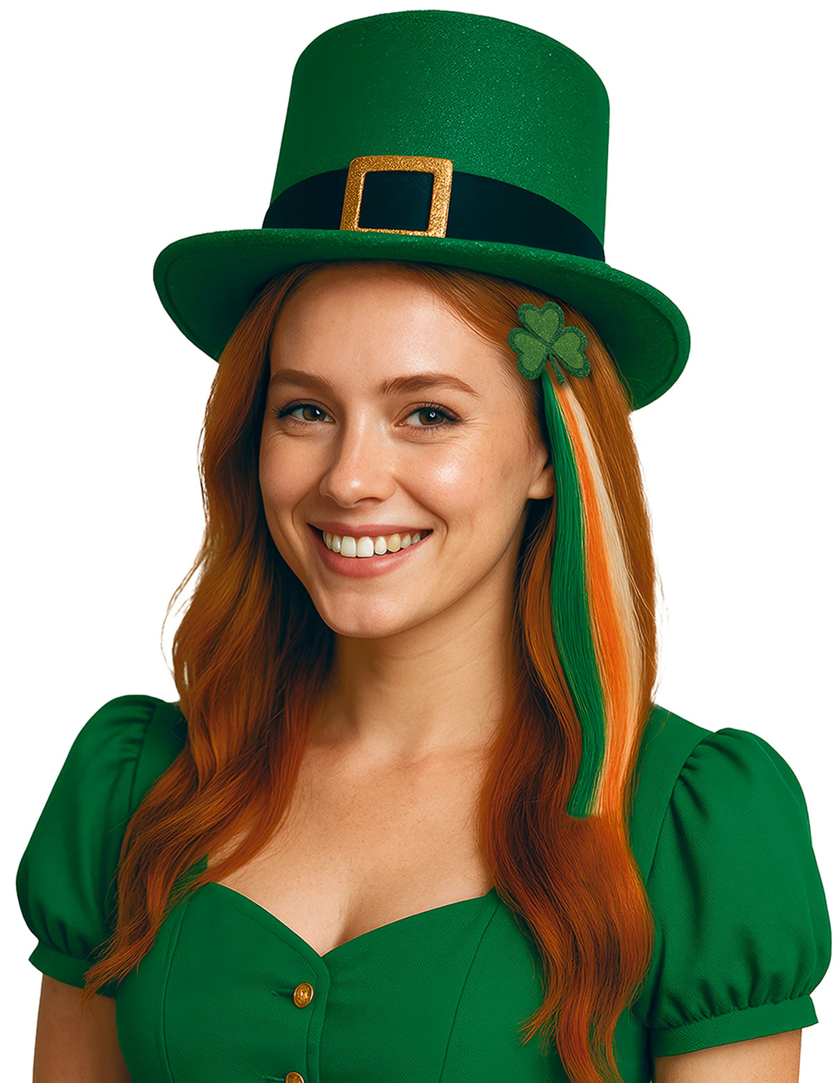 Mise en situation de la mèche de cheveux Irlandaise avec trèfle