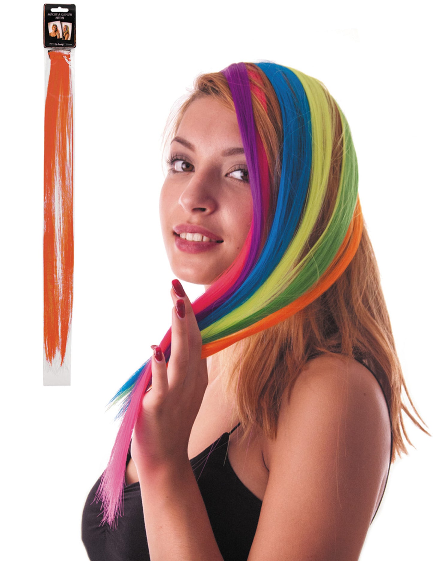 Mèche à clipser pour cheveux pour femme orange