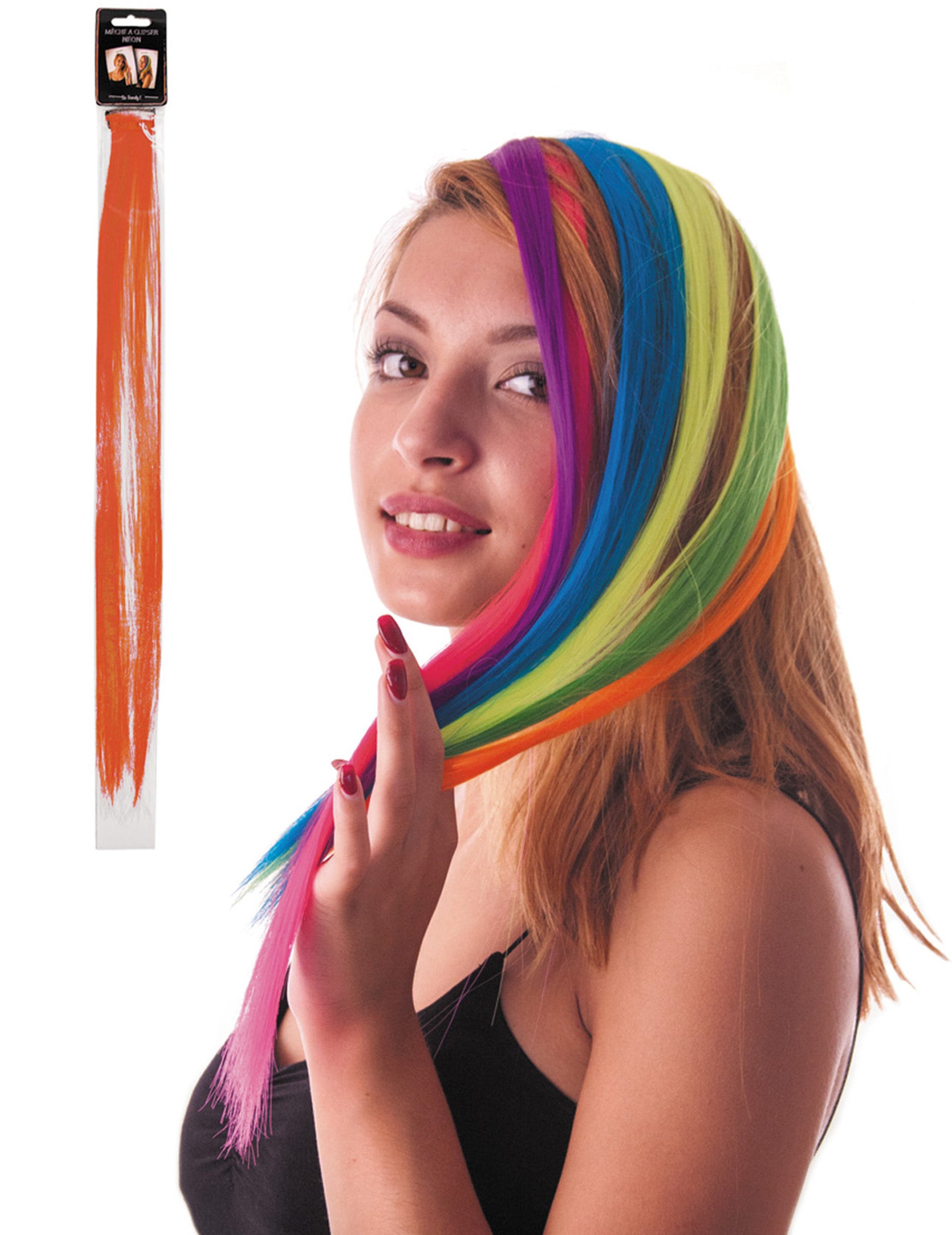 Mèche à clipser pour cheveux pour femme orange