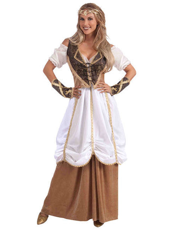 Srednjovjekovna suknja s naborima bež-bijela 