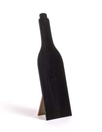 Menu ardoise bouteille de vin pour décoration de table noir en bois avec pied