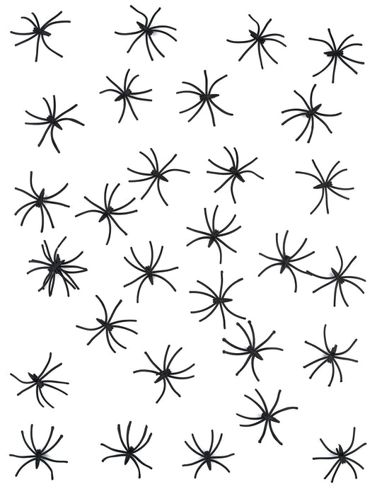 Lot de 30 mini araignées décoratives noires en plastique