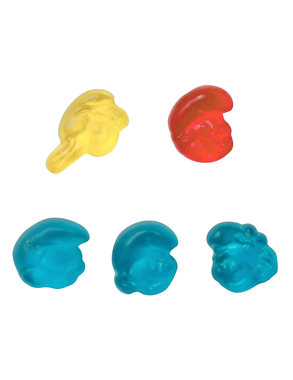 Detalj bombona u obliku glava mini vrećice bombona Štrumpfovi Haribo