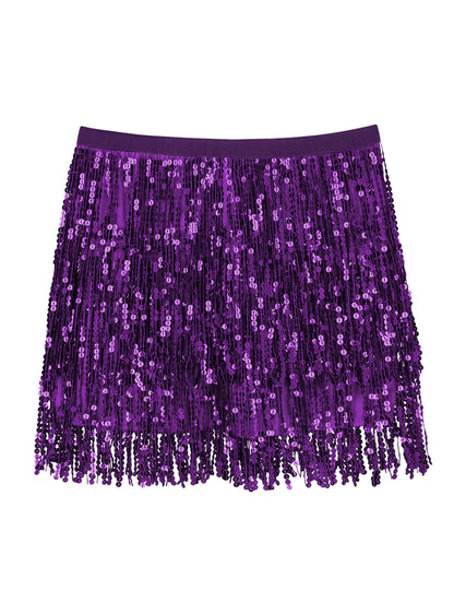 Ljubičasta mini suknja sa šljokicama za žene 