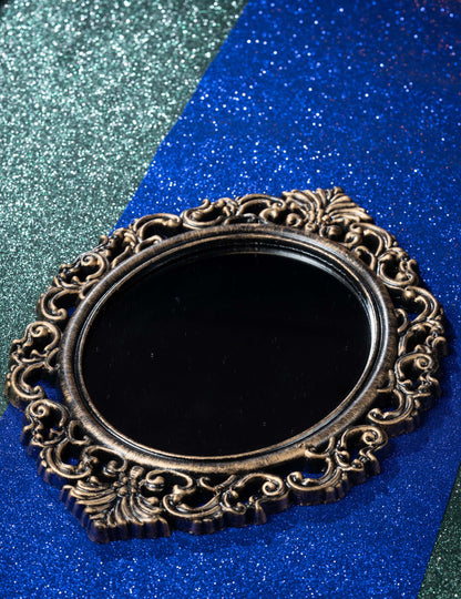 Crno i antikno brončano ogledalo, 40 cm
