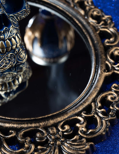Crno i antikno brončano ogledalo, 40 cm