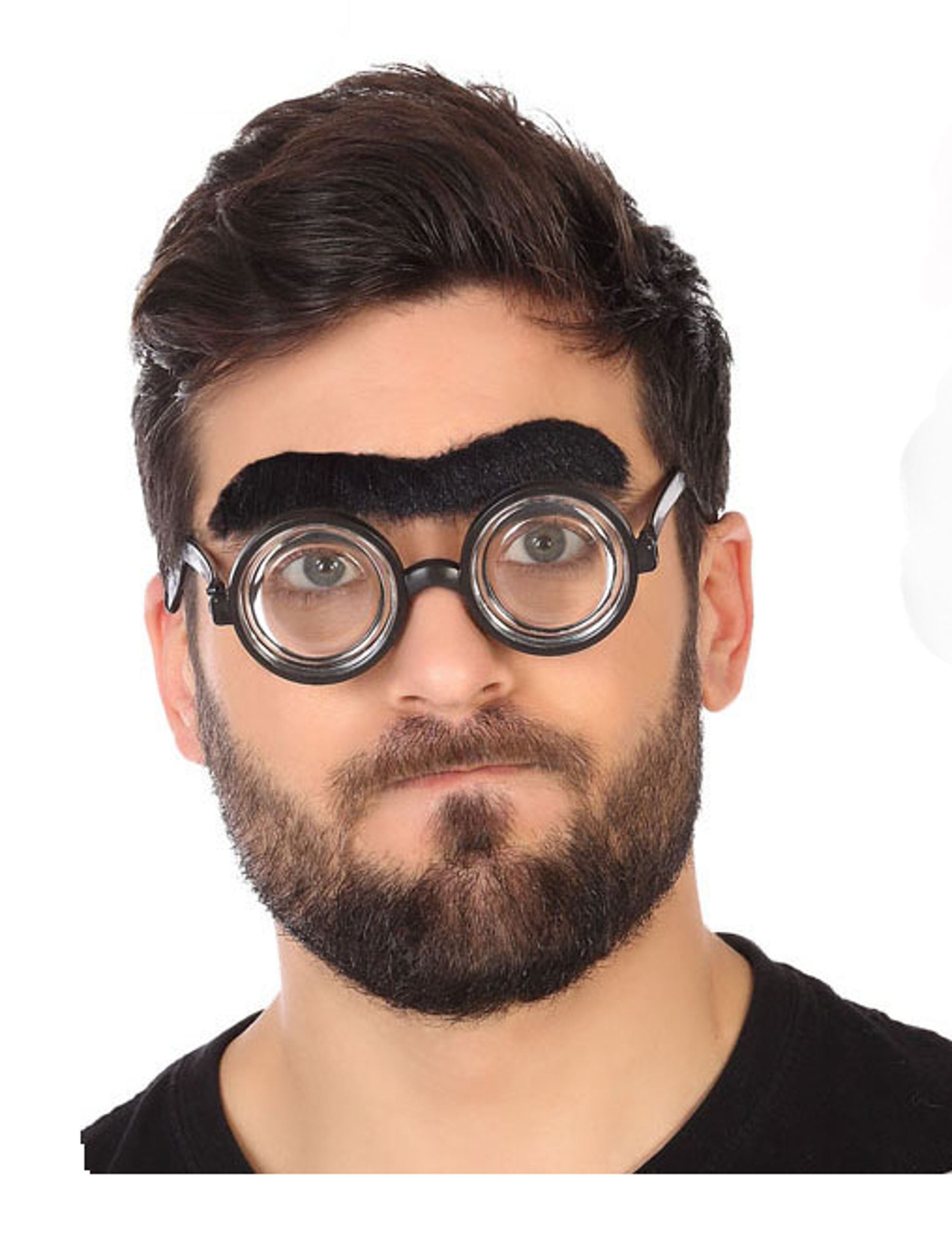 Mono-sourcil pour adulte noir avec lunettes