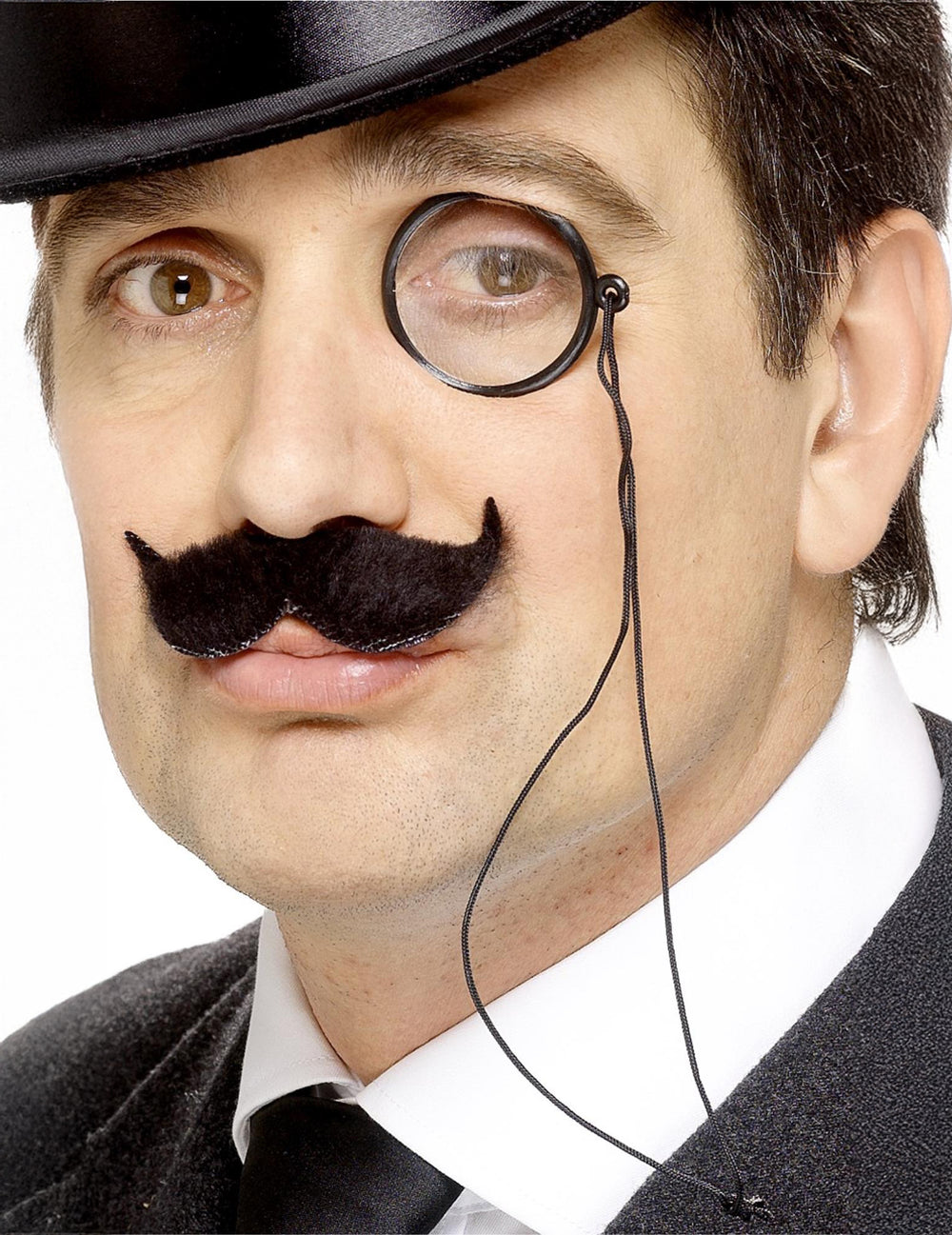Monocle pour adulte noir avec cordon