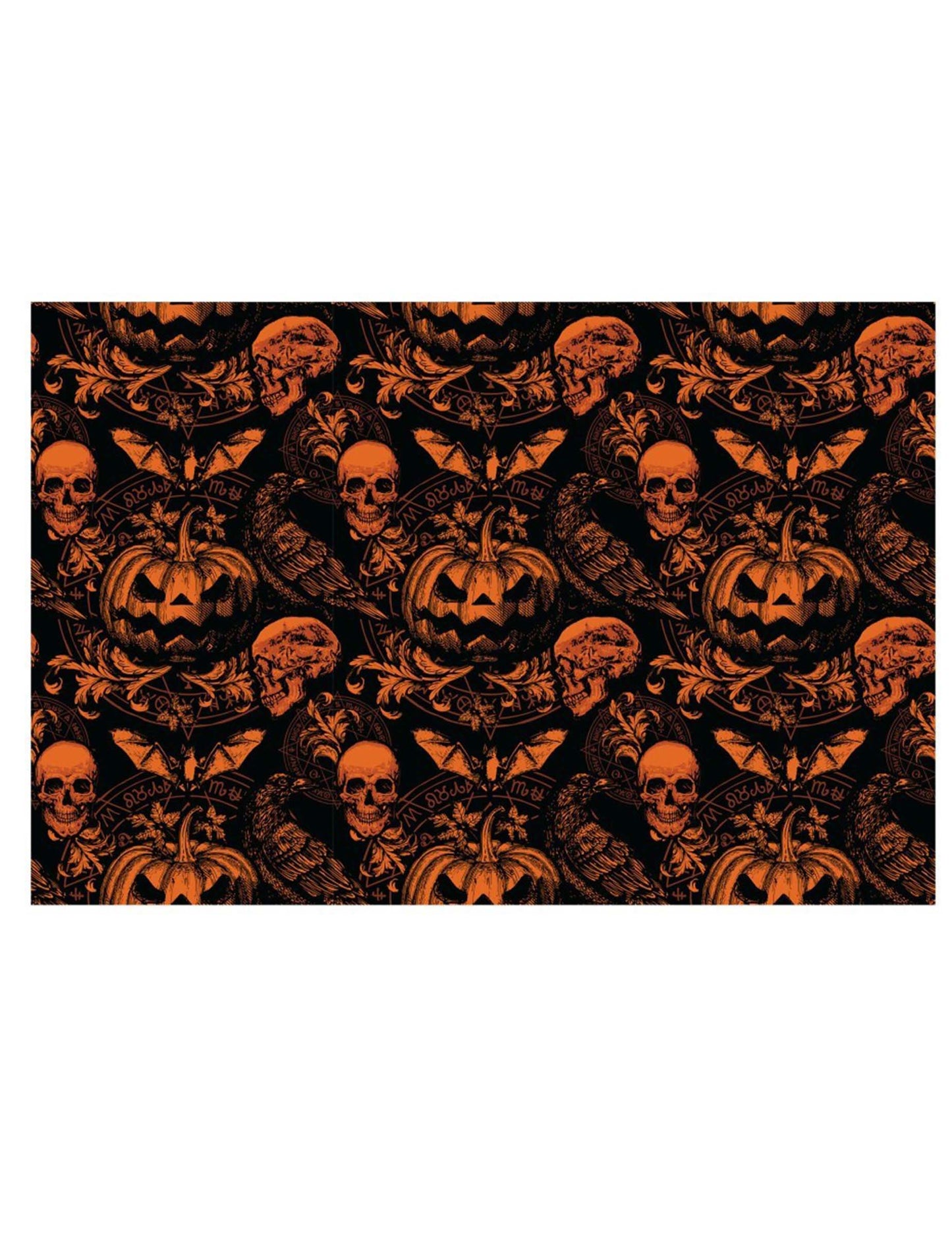Détail du motif de la nappe citrouille gothique