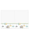 Nappe en plastique bébé éléphant pour baby shower blanche à pois gris avec motifs pastel