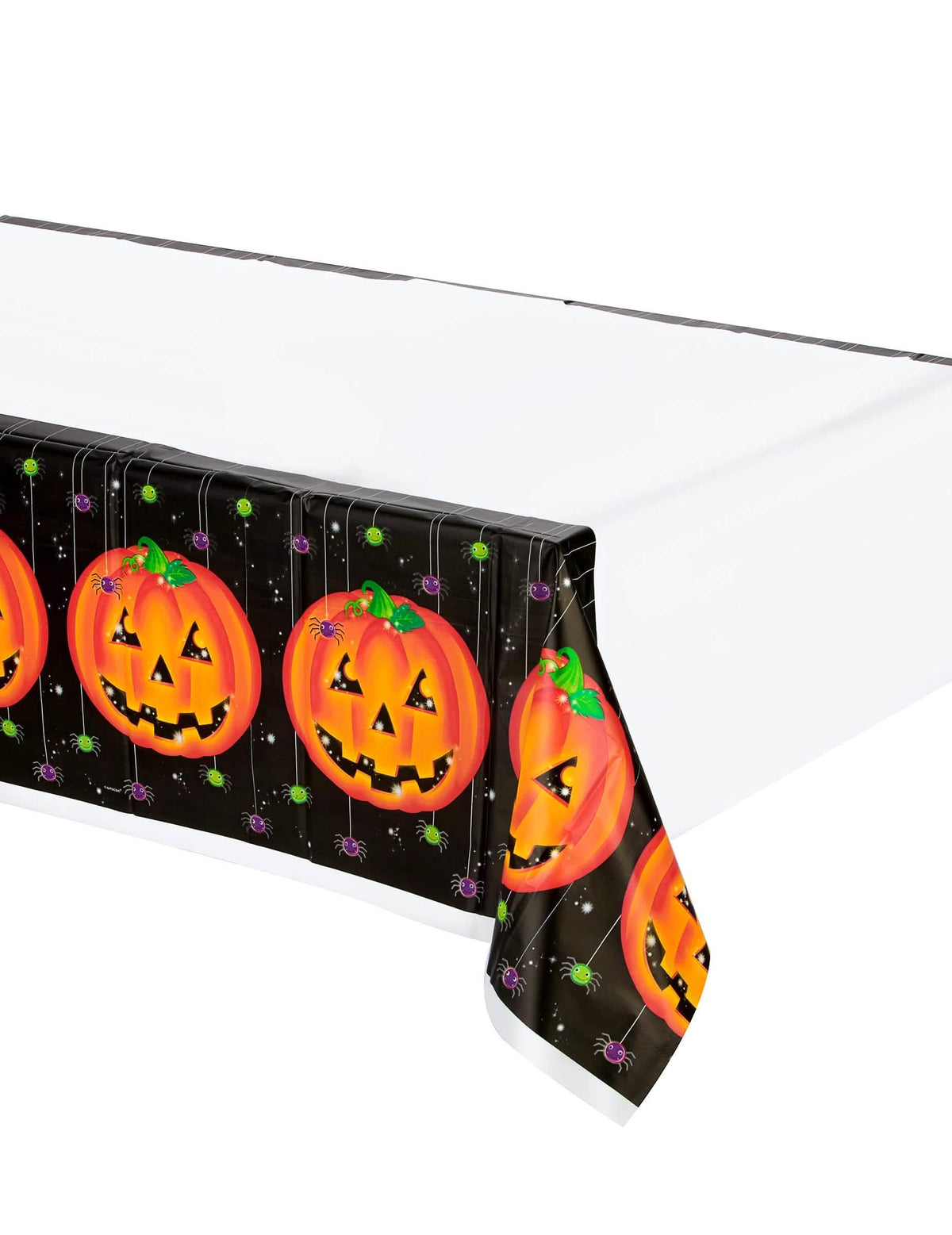 Plastični stolnjak bundeva halloween bijela i crna s narančastim uzorcima bundeva