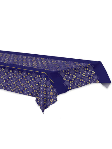 Plavi plastični stolnjak za Eid Mubarak, 137 x 274 cm zlatne rozete