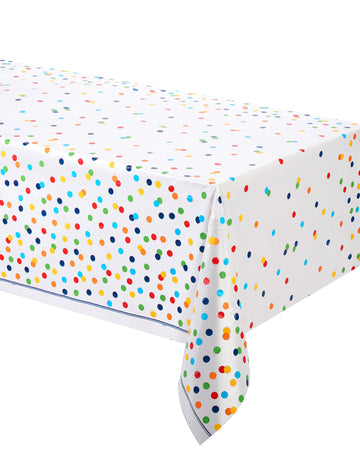 Plastični stolnjak s natpisom 'happy birthday' i šarenim točkicama 137 x 213 cm za proslavu 
