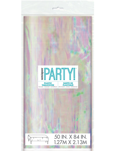 Nappe en plastique iridescente pour fête pastel