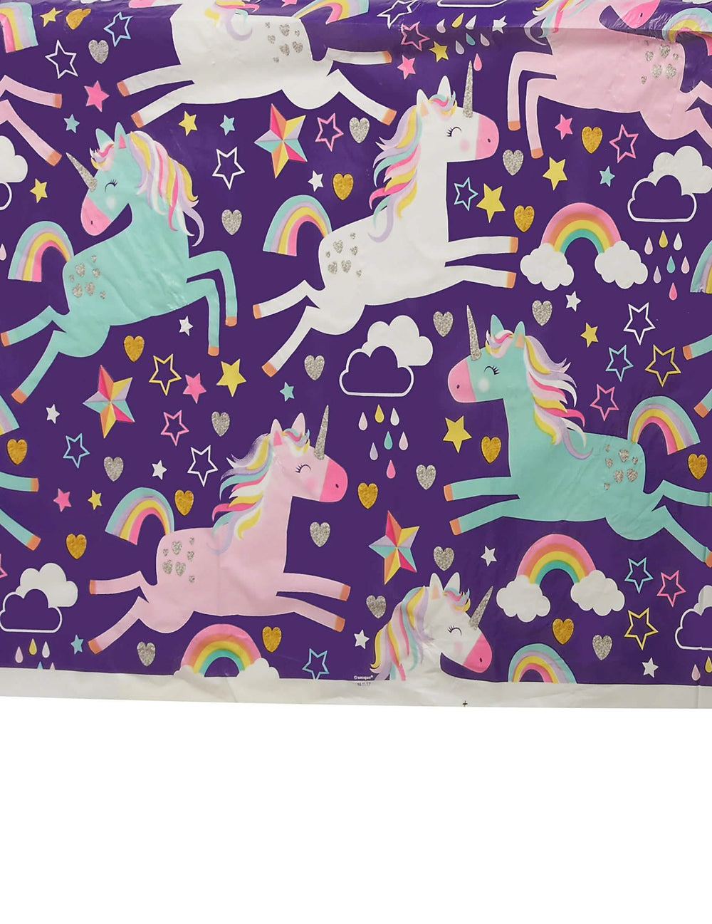Detalj uzoraka jednorozi i duga plastičnog stolnjaka licorne party