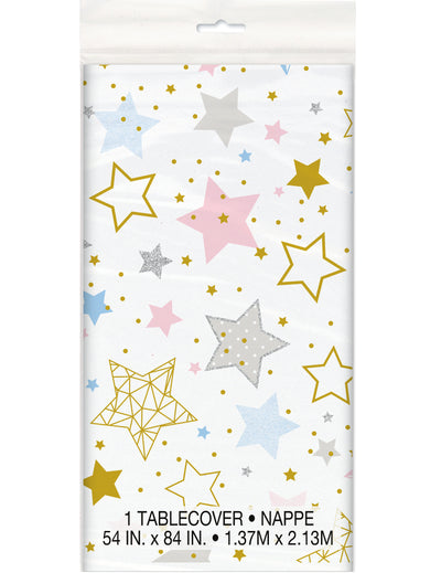 Nappe en plastique Twinkle Twinkle Little Star blanche à étoiles multicolores