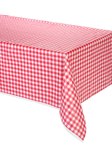 Crveni vichy plastični stolnjak 137 x 274 cm