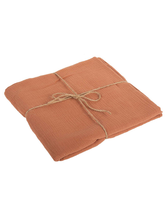 Nappe gaze de coton style bohème pour décoration de table terracotta