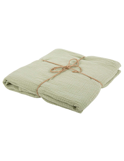 Nappe en gaze de coton pour mariage thème bohème vert sauge