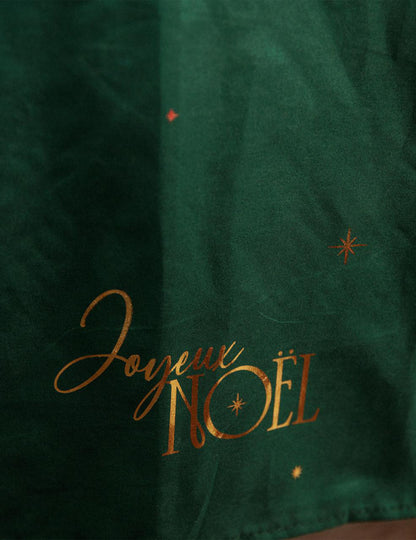 Nappe Joyeux Noël L'Intemporel vert anglais et or 140 x 240 cm