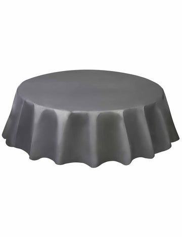 Srebrni plastični okrugli stolnjak 213 cm