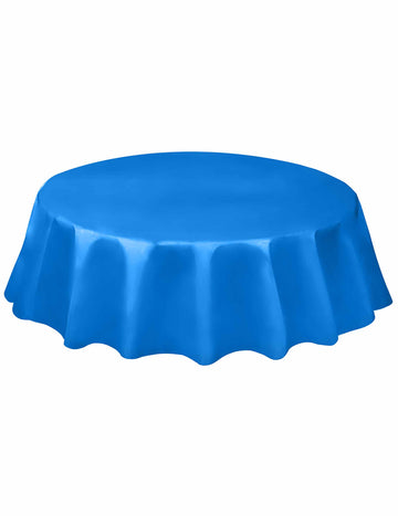 Nappe ronde en plastique jetable bleu roi